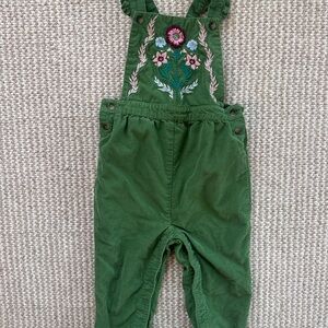 Boden Green Embroidered Corduroy Overalls